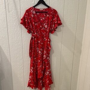 Max Studio Red Floral Midi Dress